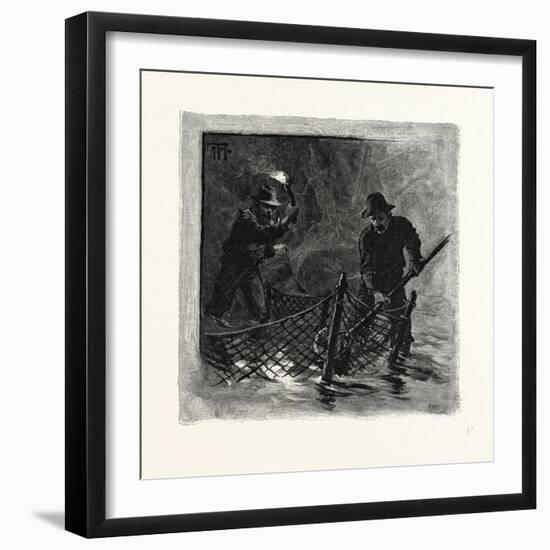 New Brunswick, Emptying Salmon Nets by Torchlight, Canada, Nineteenth Century-null-Framed Giclee Print