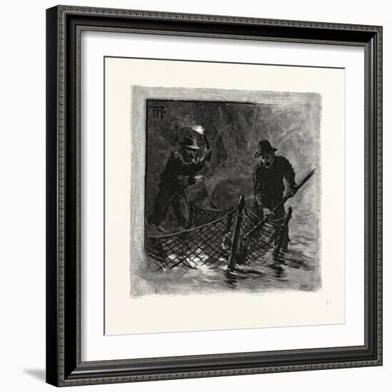 New Brunswick, Emptying Salmon Nets by Torchlight, Canada, Nineteenth Century-null-Framed Giclee Print
