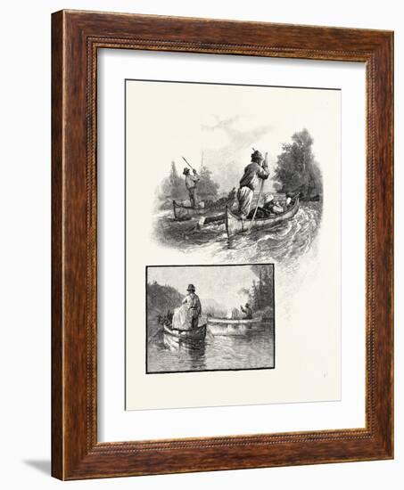 New Brunswick, Poling Up and Paddling Down, Canada, Nineteenth Century-null-Framed Giclee Print