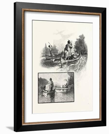 New Brunswick, Poling Up and Paddling Down, Canada, Nineteenth Century-null-Framed Giclee Print