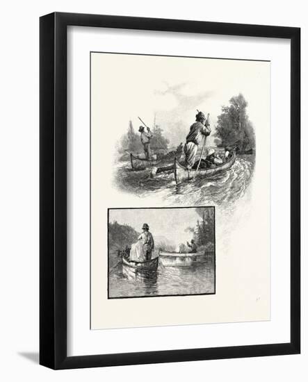 New Brunswick, Poling Up and Paddling Down, Canada, Nineteenth Century-null-Framed Giclee Print