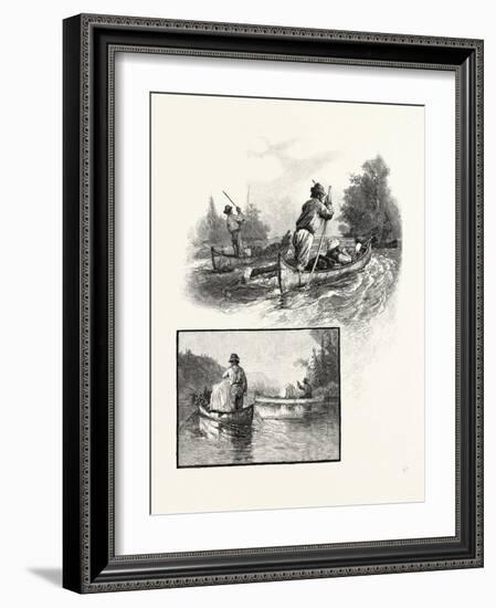 New Brunswick, Poling Up and Paddling Down, Canada, Nineteenth Century-null-Framed Giclee Print
