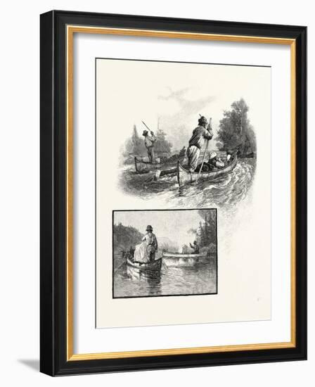 New Brunswick, Poling Up and Paddling Down, Canada, Nineteenth Century-null-Framed Giclee Print