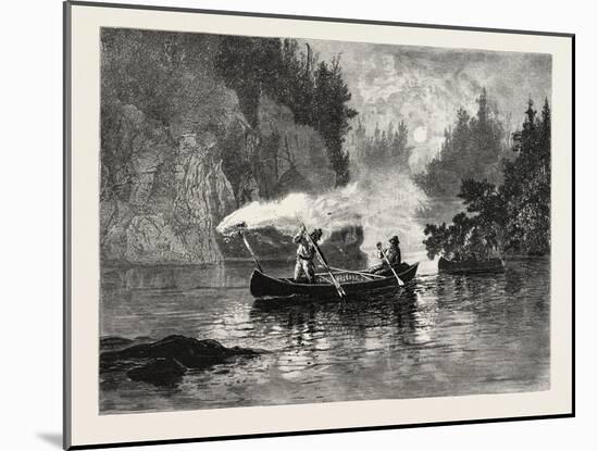 New Brunswick, Spearing Salmon by Night on the Restigouche, Canada, Nineteenth Century-null-Mounted Giclee Print
