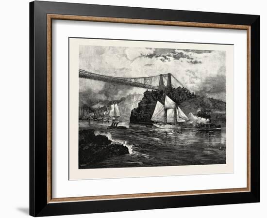 New Brunswick, Suspension Bridge, St. John, at Low Tide, Canada, Nineteenth Century-null-Framed Giclee Print