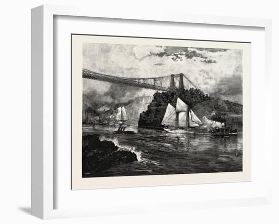 New Brunswick, Suspension Bridge, St. John, at Low Tide, Canada, Nineteenth Century-null-Framed Giclee Print