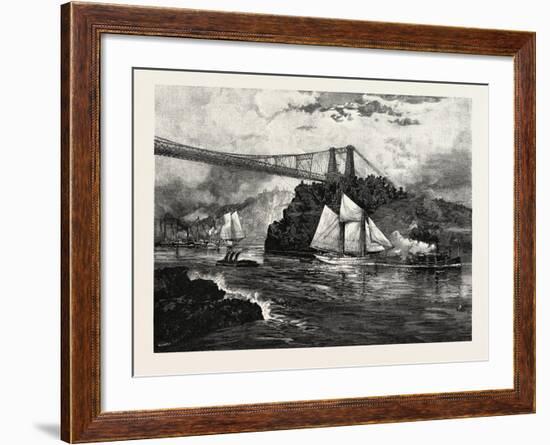 New Brunswick, Suspension Bridge, St. John, at Low Tide, Canada, Nineteenth Century--Framed Giclee Print