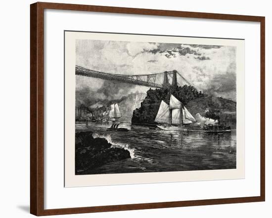 New Brunswick, Suspension Bridge, St. John, at Low Tide, Canada, Nineteenth Century-null-Framed Giclee Print