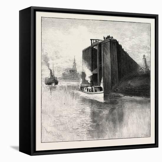 New Brunswick, Wharf at St. Andrews, Canada, Nineteenth Century-null-Framed Premier Image Canvas