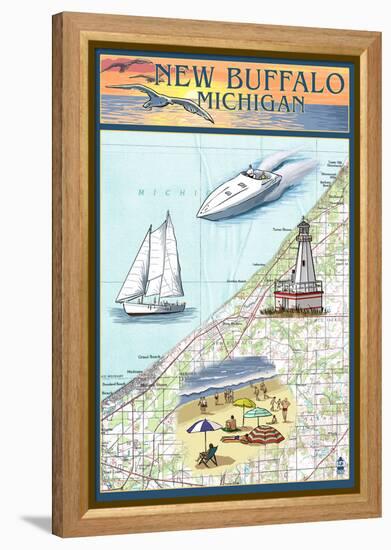 New Buffalo, Michigan - Nautical Chart-Lantern Press-Framed Stretched Canvas