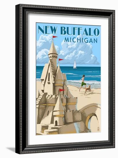 New Buffalo, Michigan - Sandcastle-Lantern Press-Framed Art Print