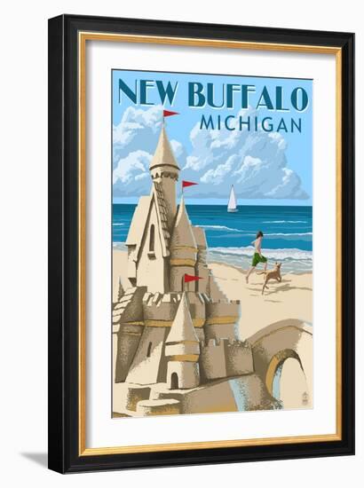 New Buffalo, Michigan - Sandcastle-Lantern Press-Framed Art Print