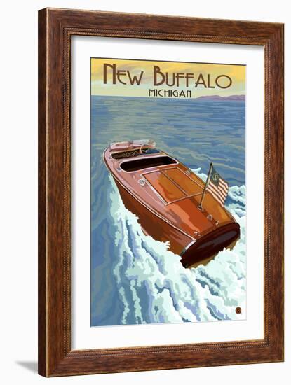 New Buffalo, Michigan - Wooden Boat-Lantern Press-Framed Art Print