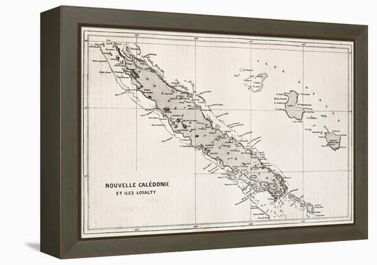 New Caledonia And Loyalty Island Old Map-marzolino-Framed Stretched Canvas