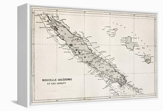 New Caledonia And Loyalty Island Old Map-marzolino-Framed Stretched Canvas