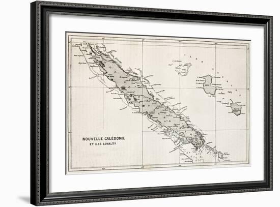New Caledonia And Loyalty Island Old Map-marzolino-Framed Art Print