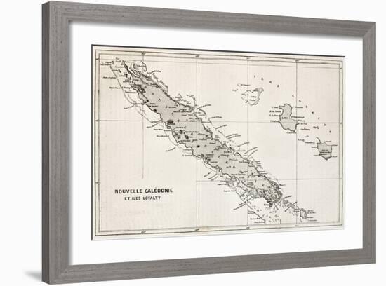 New Caledonia And Loyalty Island Old Map-marzolino-Framed Art Print