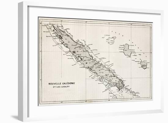 New Caledonia And Loyalty Island Old Map-marzolino-Framed Art Print