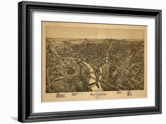 New Castle, Pennsylvania - Panoramic Map-Lantern Press-Framed Art Print