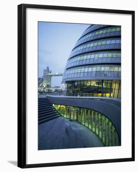 New City Hall and Tower Bridge at Dusk, London, England, United Kingdom, Europe-Charles Bowman-Framed Photographic Print