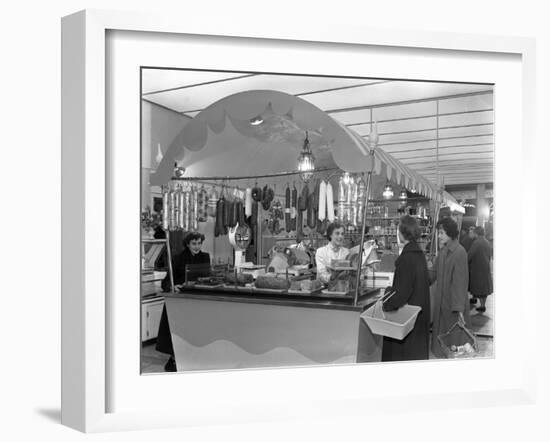 New Co-Op Central Butchers Department, Barnsley, South Yorkshire, 1957-Michael Walters-Framed Photographic Print