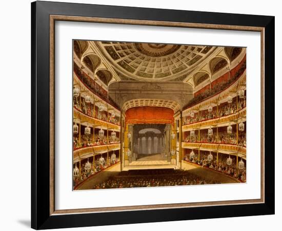 New Covent Garden Theatre, from Microcosm of London, 1810 by R Ackermann-T. & Pugin Rowlandson-Framed Giclee Print