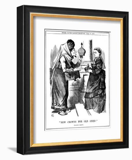 New Crowns for Old Ones!, Benjamin Disraeli Offering the Crown of India to Queen Victoria, 1876-John Tenniel-Framed Giclee Print