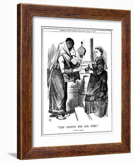 New Crowns for Old Ones!, Benjamin Disraeli Offering the Crown of India to Queen Victoria, 1876-John Tenniel-Framed Giclee Print