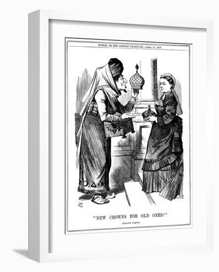 New Crowns for Old Ones!, Benjamin Disraeli Offering the Crown of India to Queen Victoria, 1876-John Tenniel-Framed Giclee Print