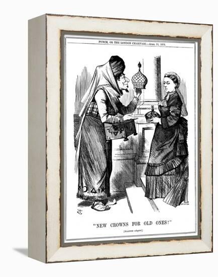 New Crowns for Old Ones!, Benjamin Disraeli Offering the Crown of India to Queen Victoria, 1876-John Tenniel-Framed Premier Image Canvas