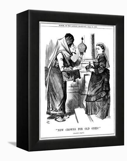 New Crowns for Old Ones!, Benjamin Disraeli Offering the Crown of India to Queen Victoria, 1876-John Tenniel-Framed Premier Image Canvas