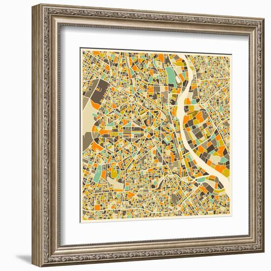 New Delhi Map-Jazzberry Blue-Framed Art Print