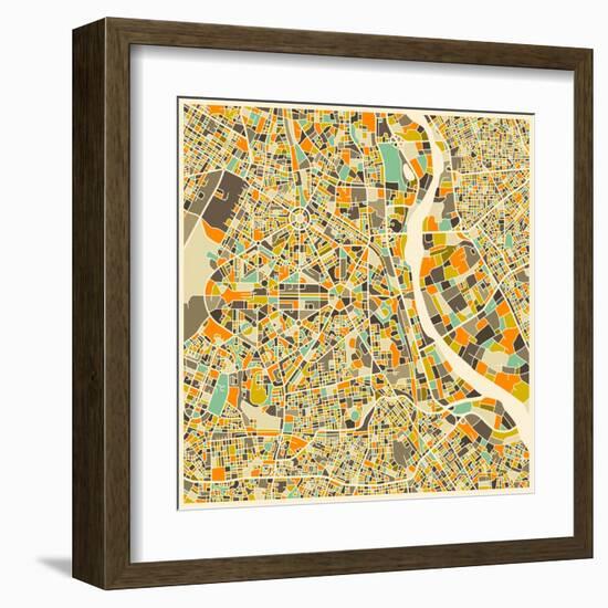 New Delhi Map-Jazzberry Blue-Framed Art Print