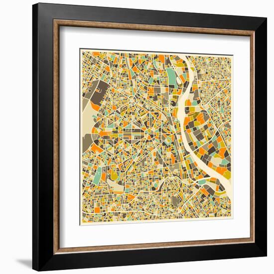 New Delhi Map-Jazzberry Blue-Framed Art Print