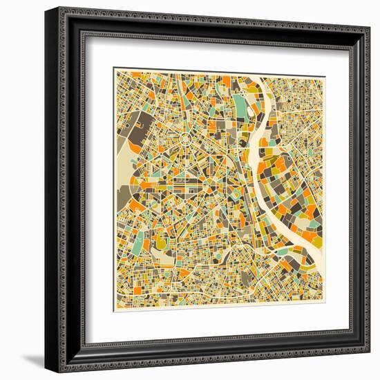 New Delhi Map-Jazzberry Blue-Framed Art Print