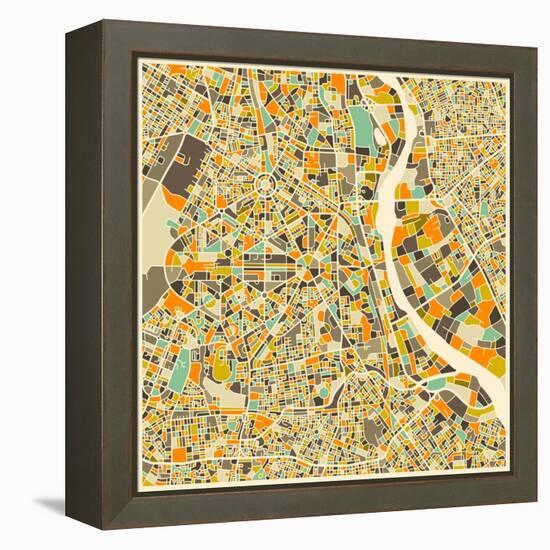 New Delhi Map-Jazzberry Blue-Framed Stretched Canvas