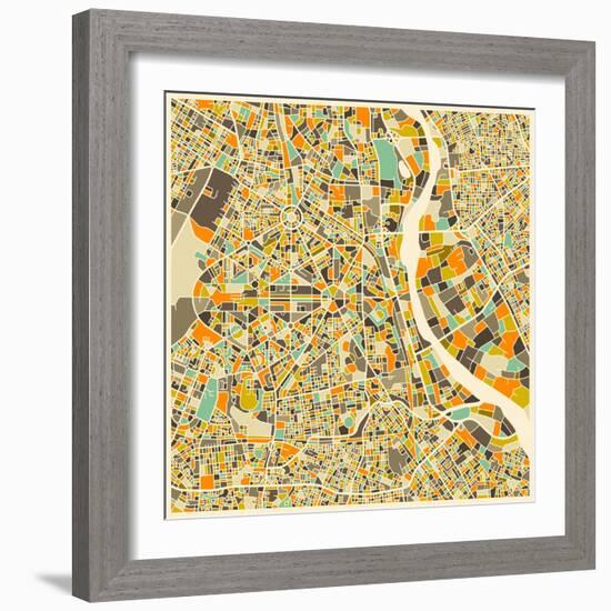 New Delhi Map-Jazzberry Blue-Framed Art Print