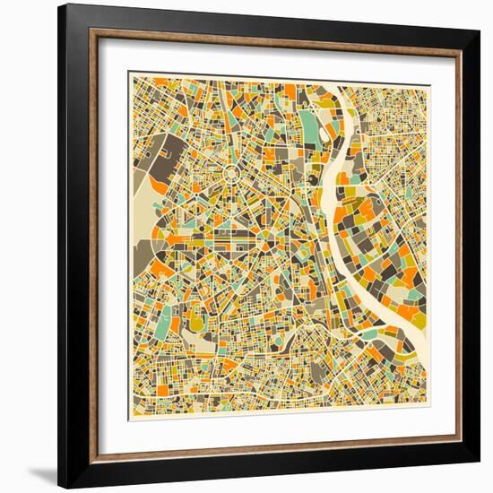 New Delhi Map-Jazzberry Blue-Framed Art Print