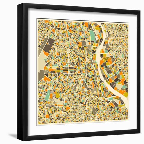 New Delhi Map-Jazzberry Blue-Framed Art Print