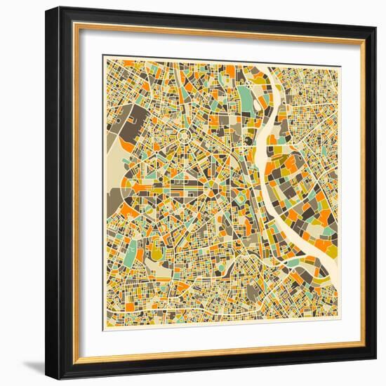 New Delhi Map-Jazzberry Blue-Framed Art Print