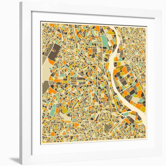 New Delhi Map-Jazzberry Blue-Framed Premium Giclee Print