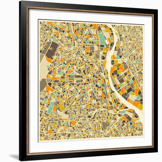 New Delhi Map-Jazzberry Blue-Framed Premium Giclee Print