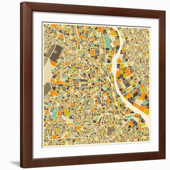 New Delhi Map-Jazzberry Blue-Framed Premium Giclee Print