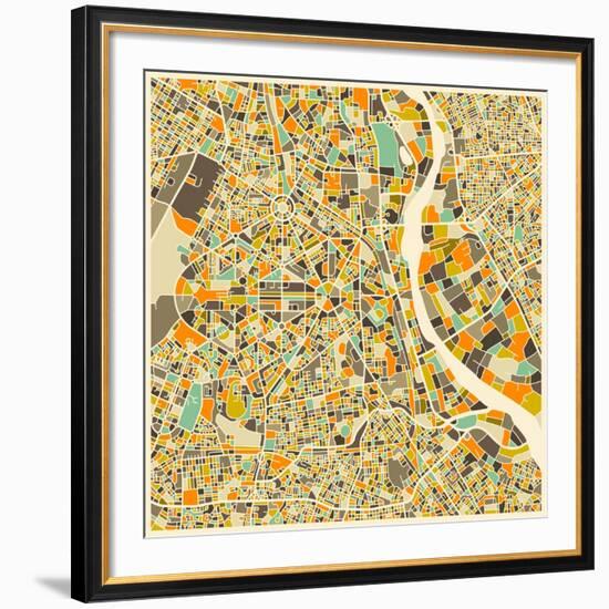 New Delhi Map-Jazzberry Blue-Framed Premium Giclee Print