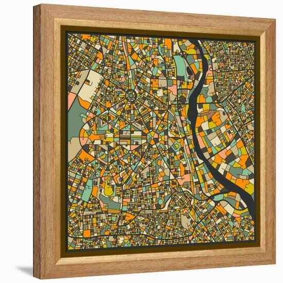 New Delhi Map-Jazzberry Blue-Framed Stretched Canvas