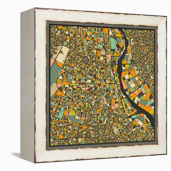 New Delhi Map-Jazzberry Blue-Framed Stretched Canvas