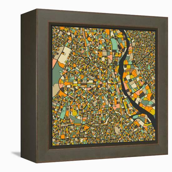 New Delhi Map-Jazzberry Blue-Framed Stretched Canvas