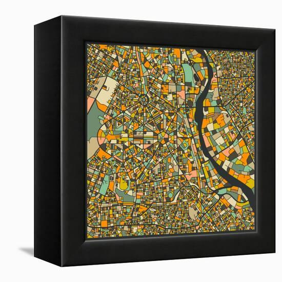 New Delhi Map-Jazzberry Blue-Framed Stretched Canvas