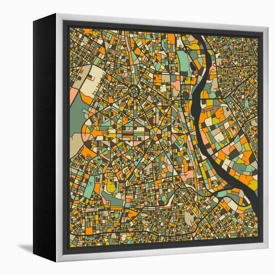 New Delhi Map-Jazzberry Blue-Framed Stretched Canvas