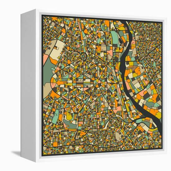 New Delhi Map-Jazzberry Blue-Framed Stretched Canvas